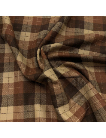 Tartan wool fabric - Brown