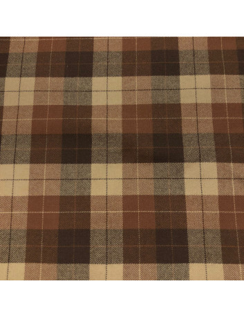 Tartan wool fabric - Brown